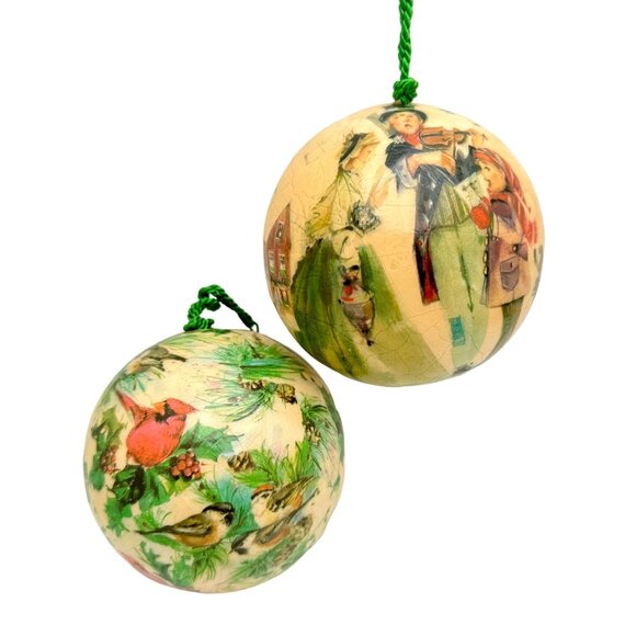Vtg Reflections Barry Patch 1977 Decoupage Christmas Ornament Set Bird Winter - Picture 1 of 7